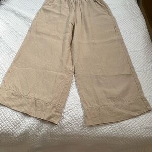 Linenfox Wide Leg Beige Linen Pants